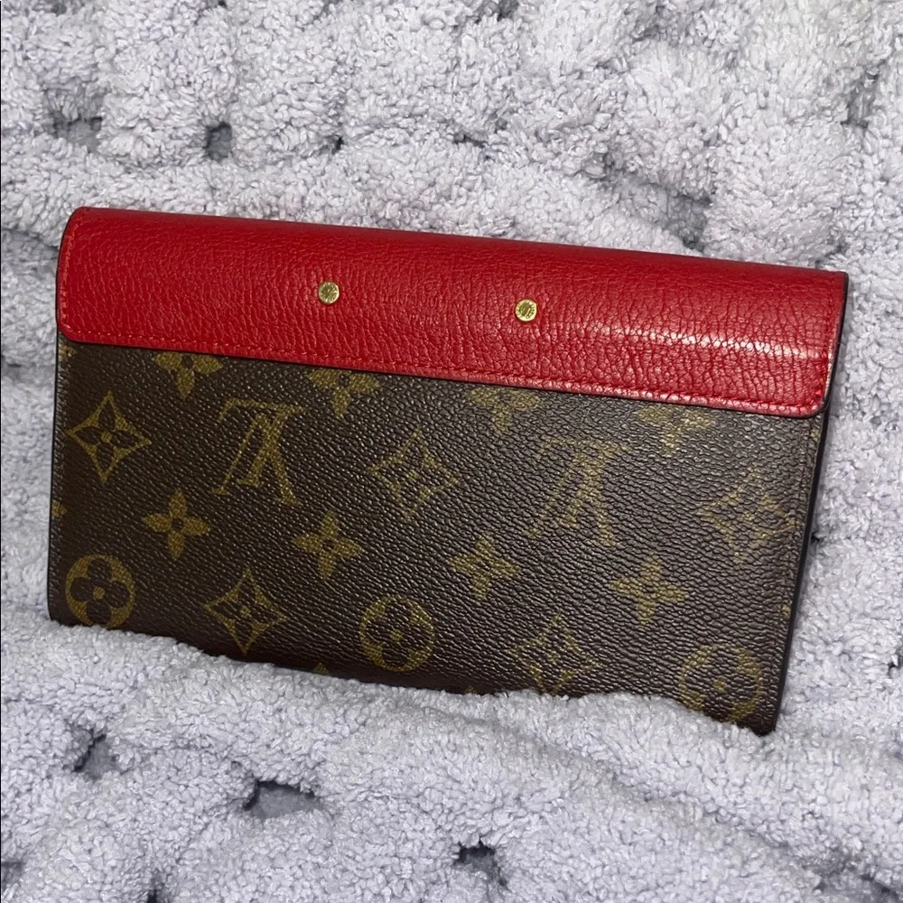 Louis Vuitton Red and Brown Monogram Clutch